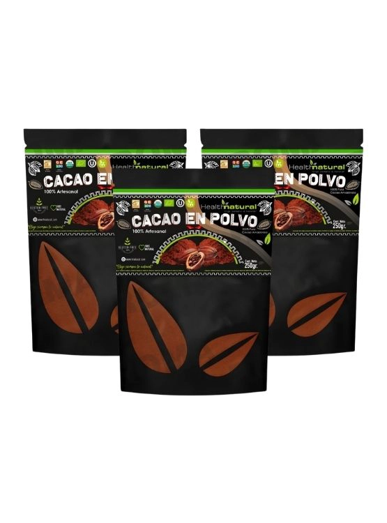 PACK 3 CACAO EN POLVO 250G HEALTHNATURAL - 1