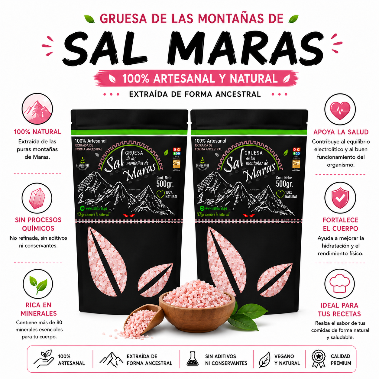 PACK 2 SAL DE MARAS GRUESA 500G HEALTHNATURAL - 1