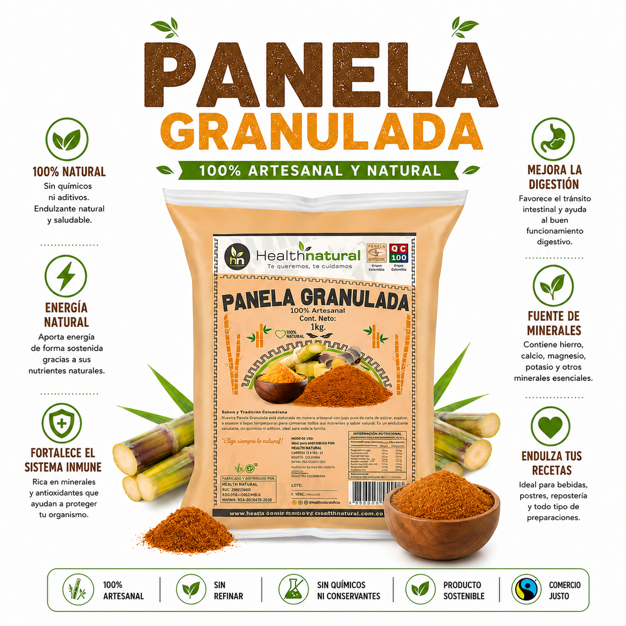 PANELA GRANULADA 1KG HEALTHNATURAL - 1