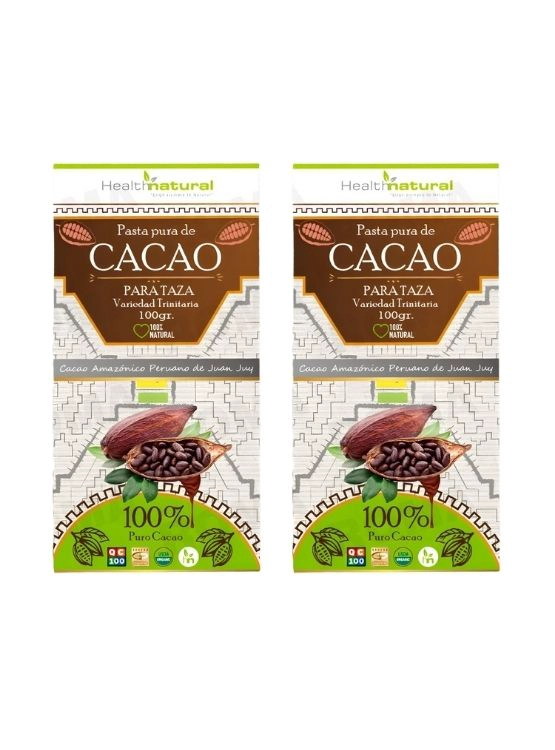 PACK 2 PASTA PURA DE CACAO EN BARRA 100G HEALTHNATURAL - 1