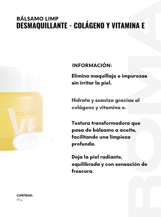 PACK 2 BÁLSAMO LIMP DESMAQUILLANTE COLÁGENO VITAMINA E 100G DR RASHEL - 2