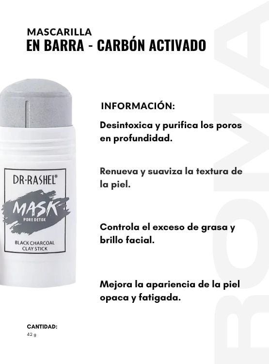 MASCARILLA EN BARRA CARÓN ACTIVADO 42G DR RASHEL - 2
