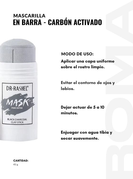 MASCARILLA EN BARRA CARÓN ACTIVADO 42G DR RASHEL - 3