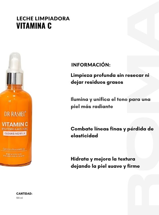 PACK 2 LECHE LIMPIADORA VITAMINA C 100ML DR RASHEL - 2
