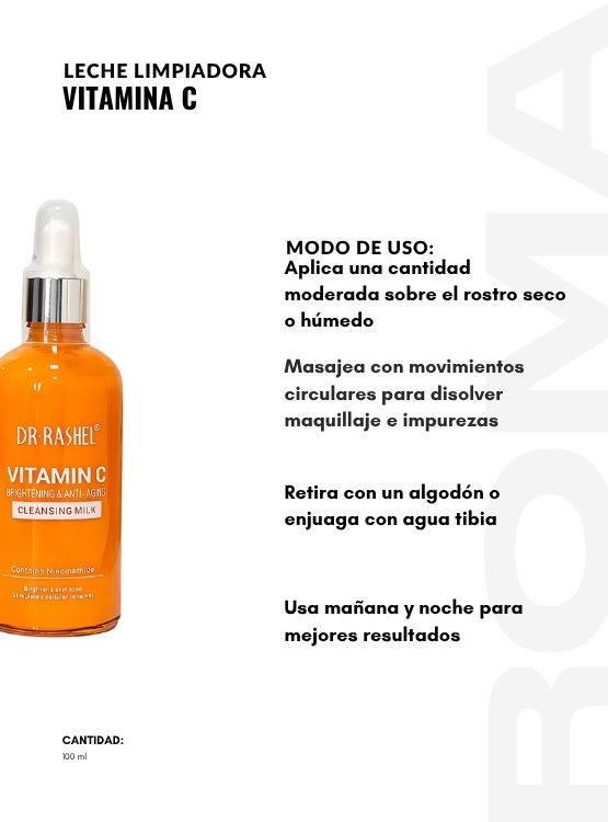 PACK 2 LECHE LIMPIADORA VITAMINA C 100ML DR RASHEL - 3