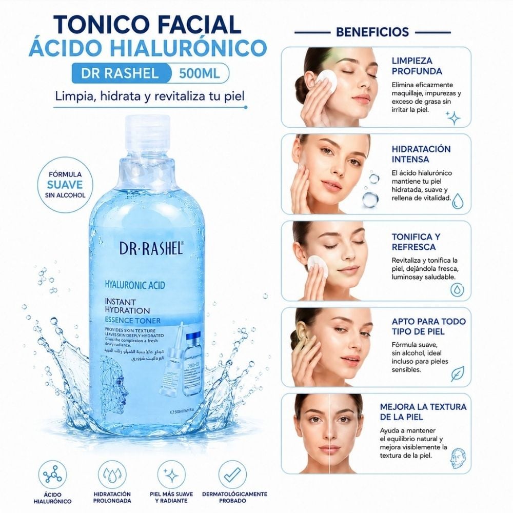 PACK 2 TÓNICO FÁCIAL ÁCIDO HIALURÓNICO 500ML DR RASHEL - 2