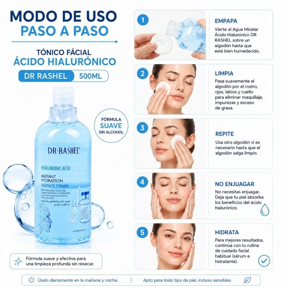 PACK 2 TÓNICO FÁCIAL ÁCIDO HIALURÓNICO 500ML DR RASHEL - 3
