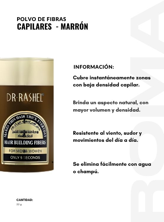 PACK 3 POLVO DE FIBRAS CAPILARES MARRÓN 22G DR RASHEL - 2