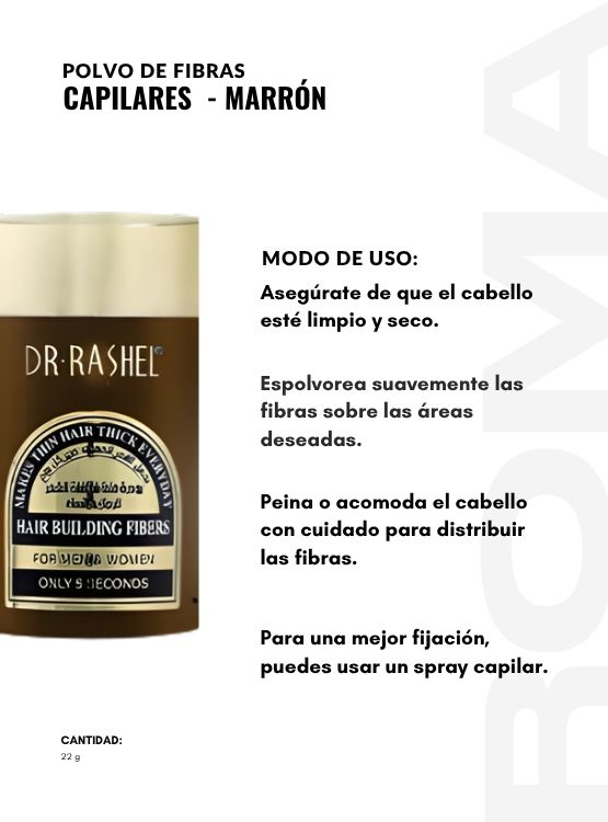 POLVO DE FIBRAS CAPILARES MARRÓN 22G DR RASHEL - 3