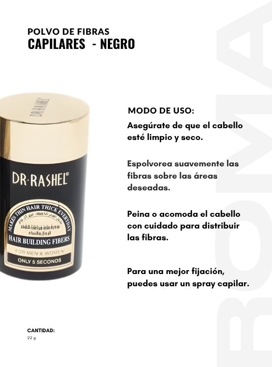 PACK 2 POLVO DE FIBRAS CAPILARES NEGRO 22G DR RASHEL - 3