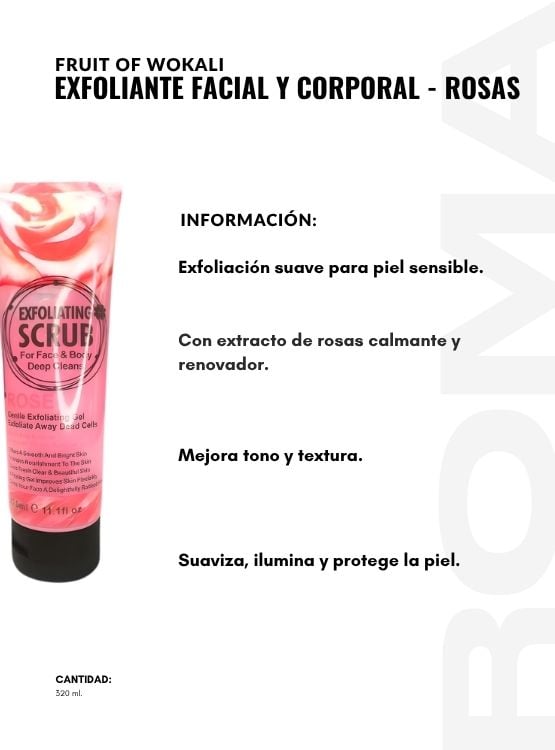 EXFOLIANTE FACIAL Y CORPORAL ROSAS 320ML WOKALI - 2
