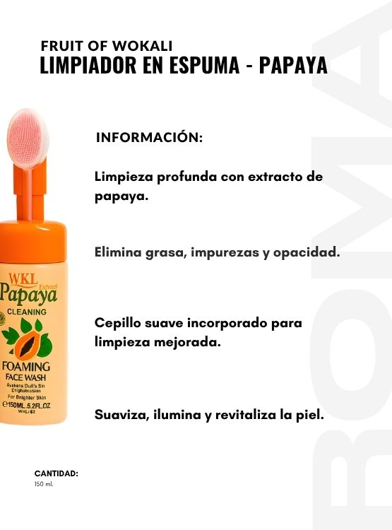 LIMPIADOR FACIAL ESPUMOSO PAPAYA 150ML WOKALI - 2