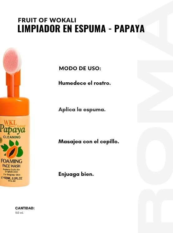 LIMPIADOR FACIAL ESPUMOSO PAPAYA 150ML WOKALI - 3