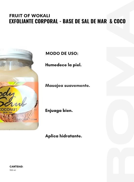 PACK 2 EXFOLIANTE CORPORAL BASE DE SAL DE MAR Y COCO 500ML WOKALI - 3