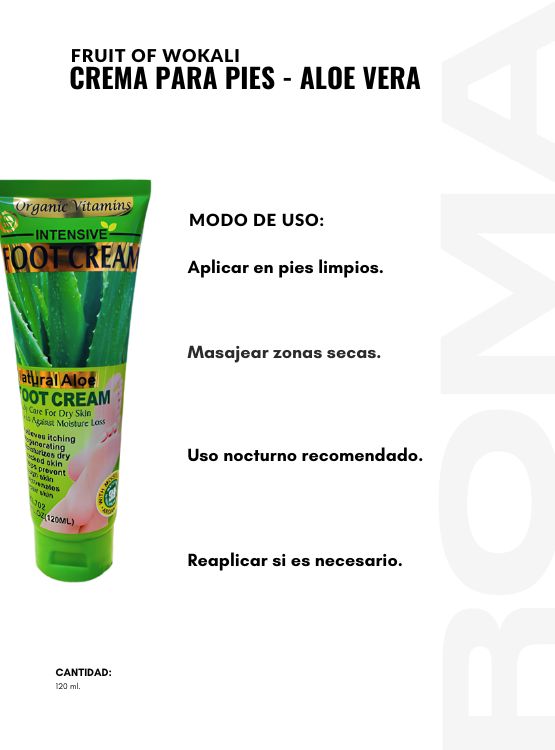 PACK 2 CREMA PARA PIES ALOE VERA 120ML WOKALI - 3
