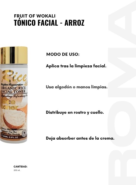 PACK 3 TÓNICO FACIAL EN GEL ARROZ 200ML WOKALI - 3
