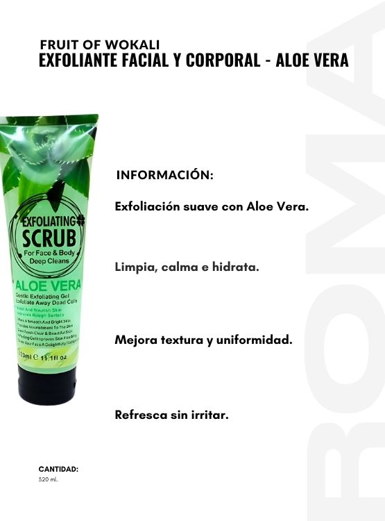 EXFOLIANTE FACIAL Y CORPORAL ALOE VERA 320ML WOKALI - 2
