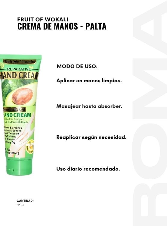 PACK 2 CREMA DE MANOS PALTA 120ML WOKALI - 3