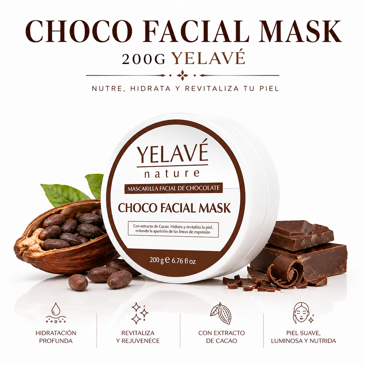 CHOCO FACIAL MASK 200G YELAVÉ - 1