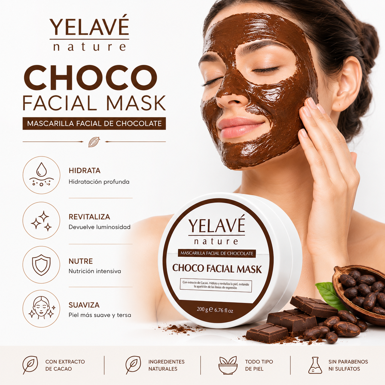 CHOCO FACIAL MASK 200G YELAVÉ - 2