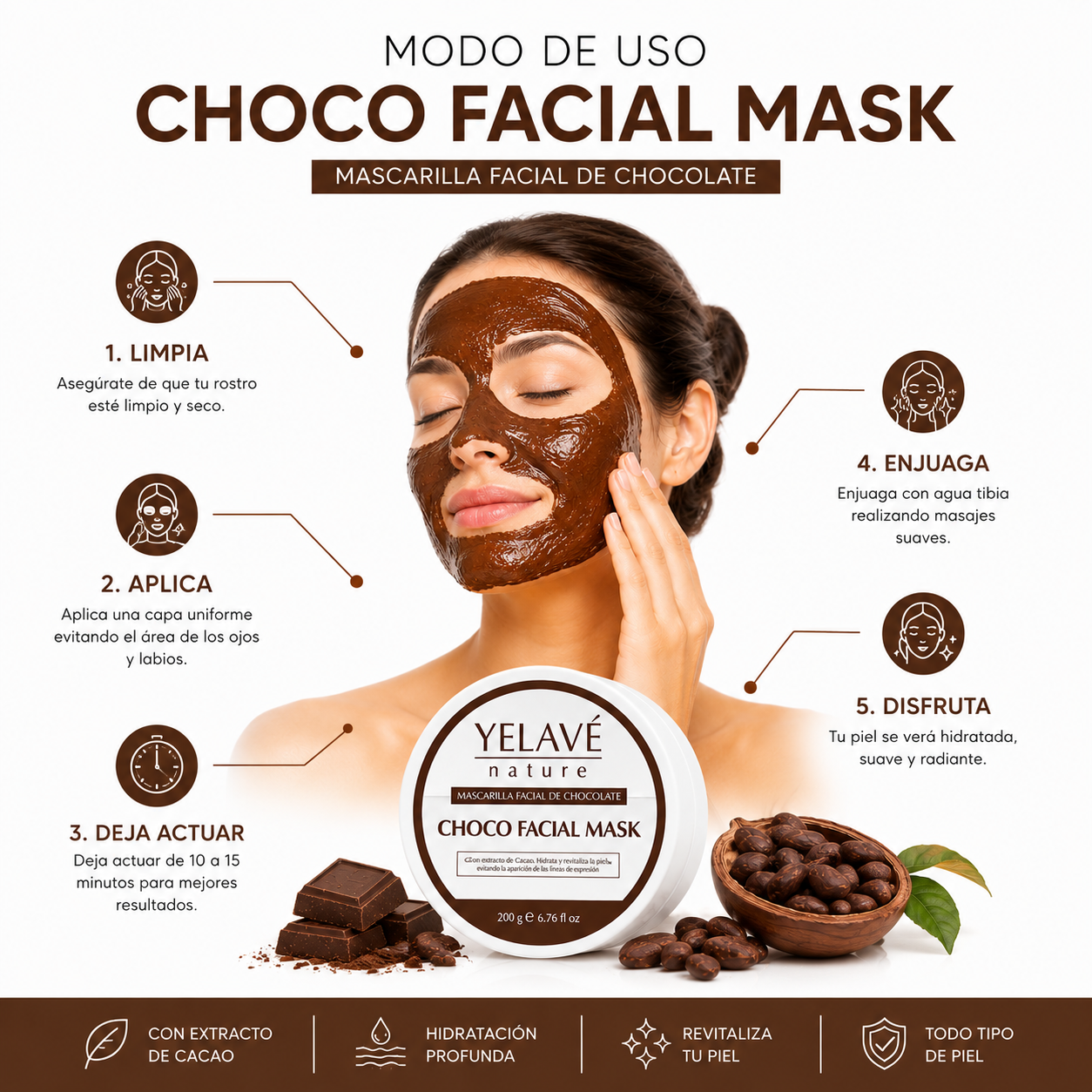 CHOCO FACIAL MASK 200G YELAVÉ - 3