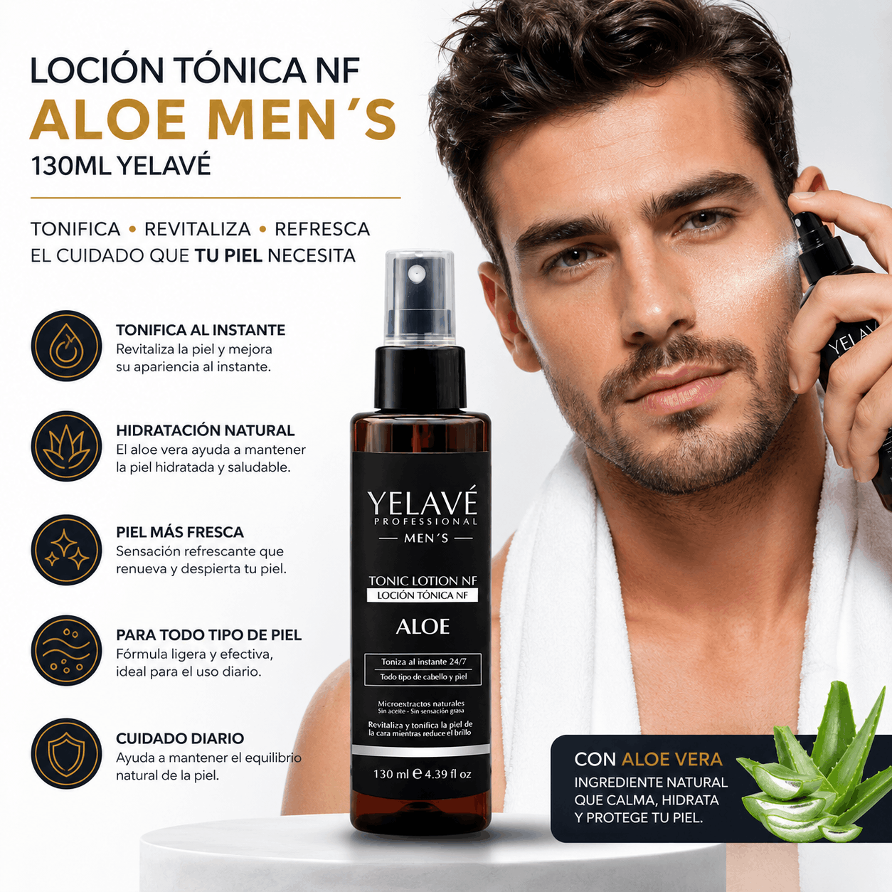 LOCIÓN TÓNICA NF ALOE MEN`S 130ML YELAVÉ - 2