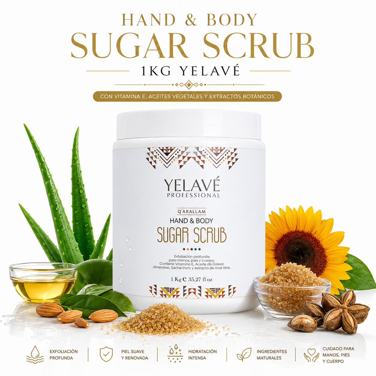 HAND Y BODY SUGAR SCRUB 1KG YELAVÉ - 1