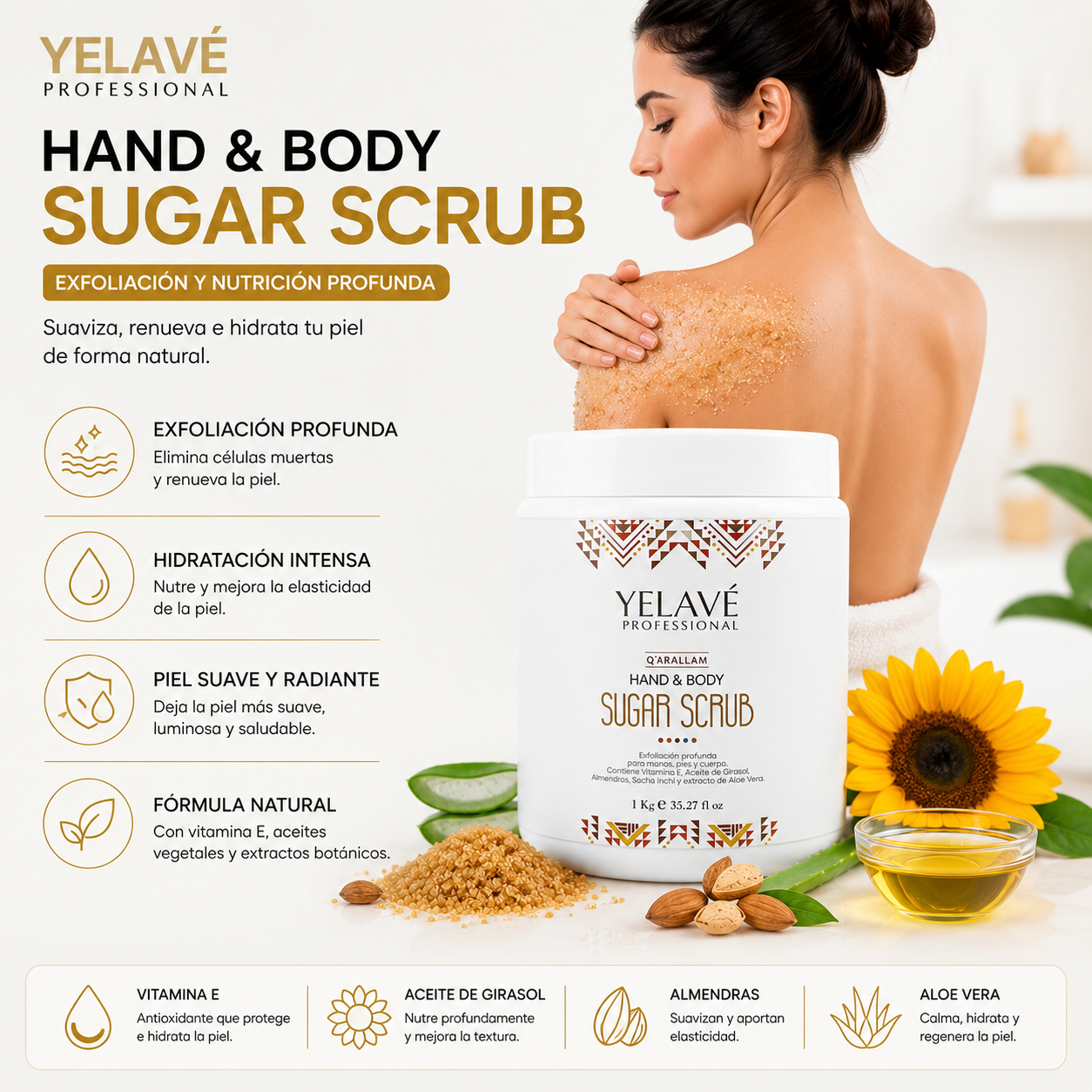 HAND Y BODY SUGAR SCRUB 1KG YELAVÉ - 2