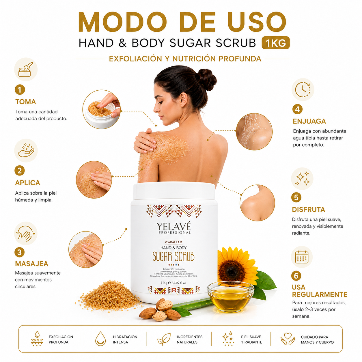 HAND Y BODY SUGAR SCRUB 1KG YELAVÉ - 3