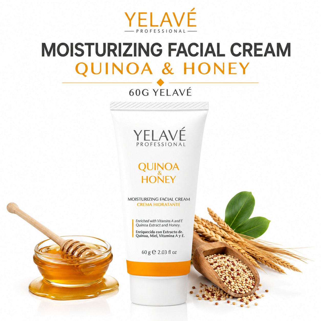 MOISTURIZING FACIAL CREAM QUINOA Y HONEY 60G YELAVÉ - 1