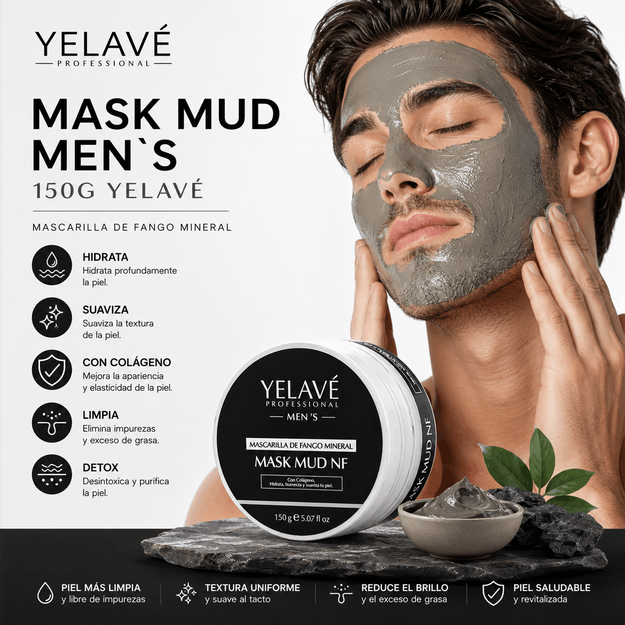 MASK MUD MEN`S 150G YELAVÉ - 2