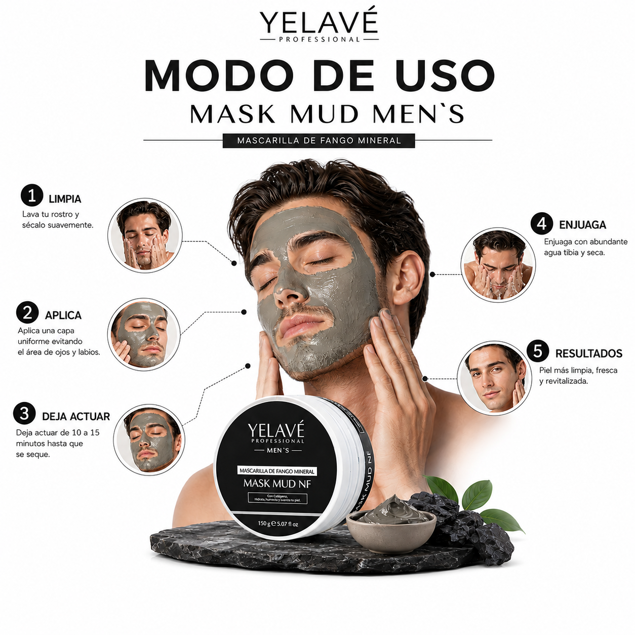 MASK MUD MEN`S 150G YELAVÉ - 3