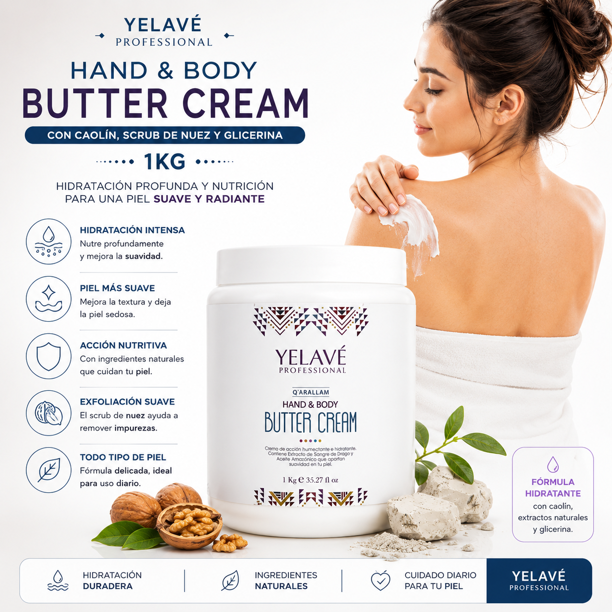 HAND Y BODY BUTTER CREAM 1KG YELAVÉ - 2