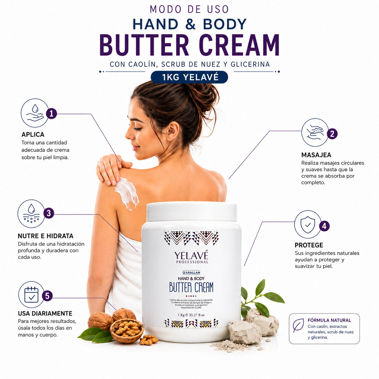HAND Y BODY BUTTER CREAM 1KG YELAVÉ - 3