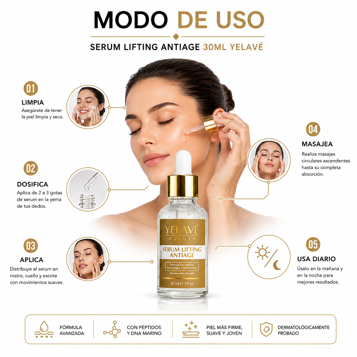 SERUM LIFTING ANTIAGE 30ML YELAVÉ - 3