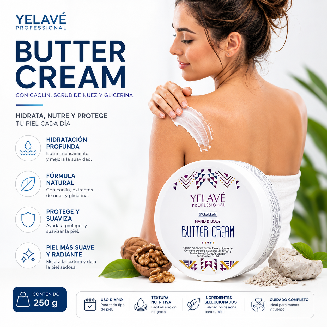 HAND Y BODY BUTTER CREAM 250G YELAVÉ - 2