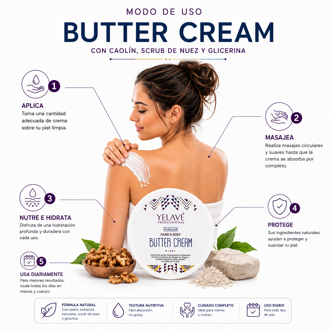 HAND Y BODY BUTTER CREAM 250G YELAVÉ - 3