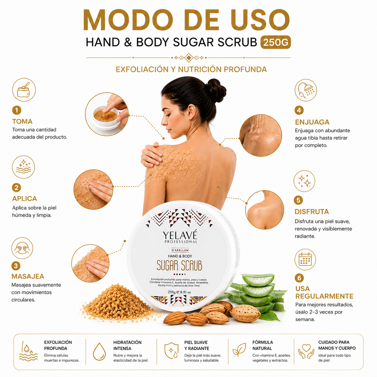 HAND Y BODY SUGAR SCRUB 250G YELAVÉ - 3