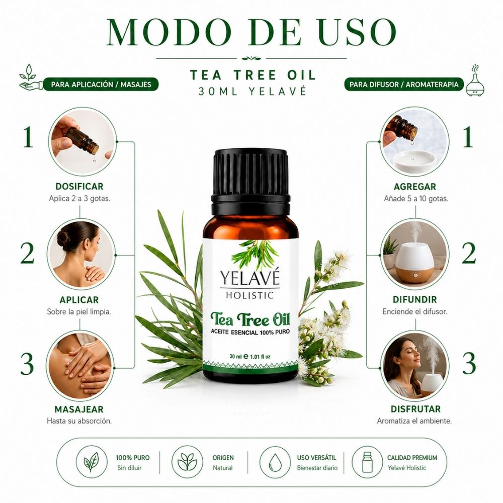 ACEITE ESENCIAL TEA TREE OIL 30ML YELAVÉ - 3