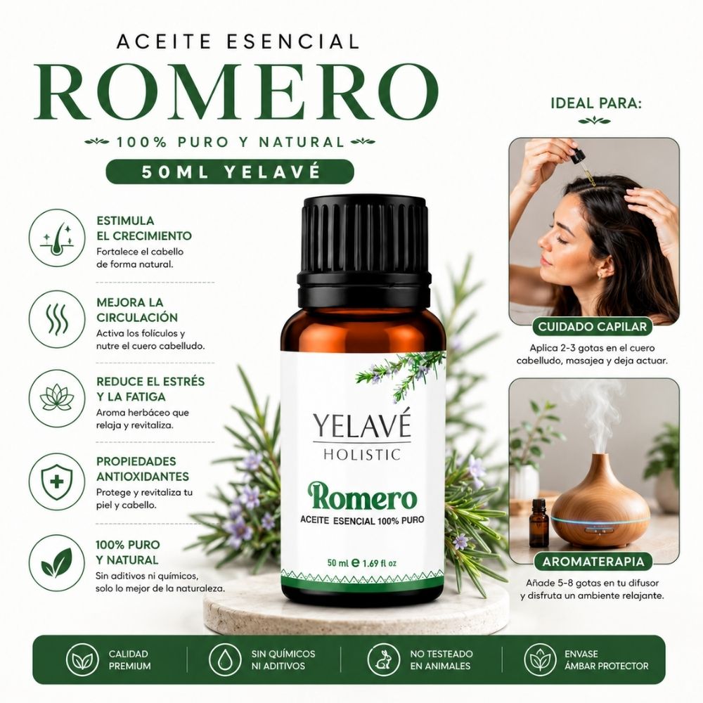 ACEITE ESENCIAL ROMERO 50ML YELAVÉ - 2