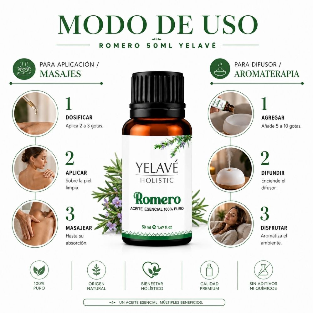 ACEITE ESENCIAL ROMERO 50ML YELAVÉ - 3