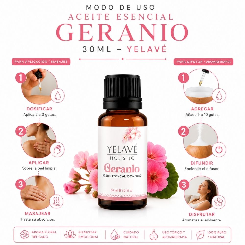 ACEITE ESENCIAL GERANIO 30ML YELAVÉ - 3