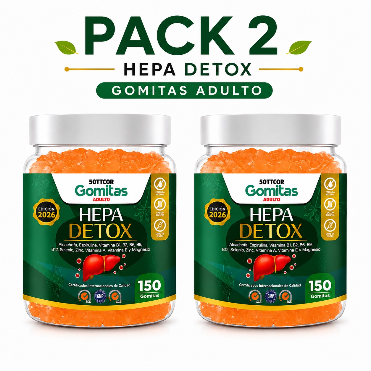 PACK 2 GOMITAS HEPA DETOX PARA ADULTOS 300 GOMITAS SOTTCOR LABS - 1