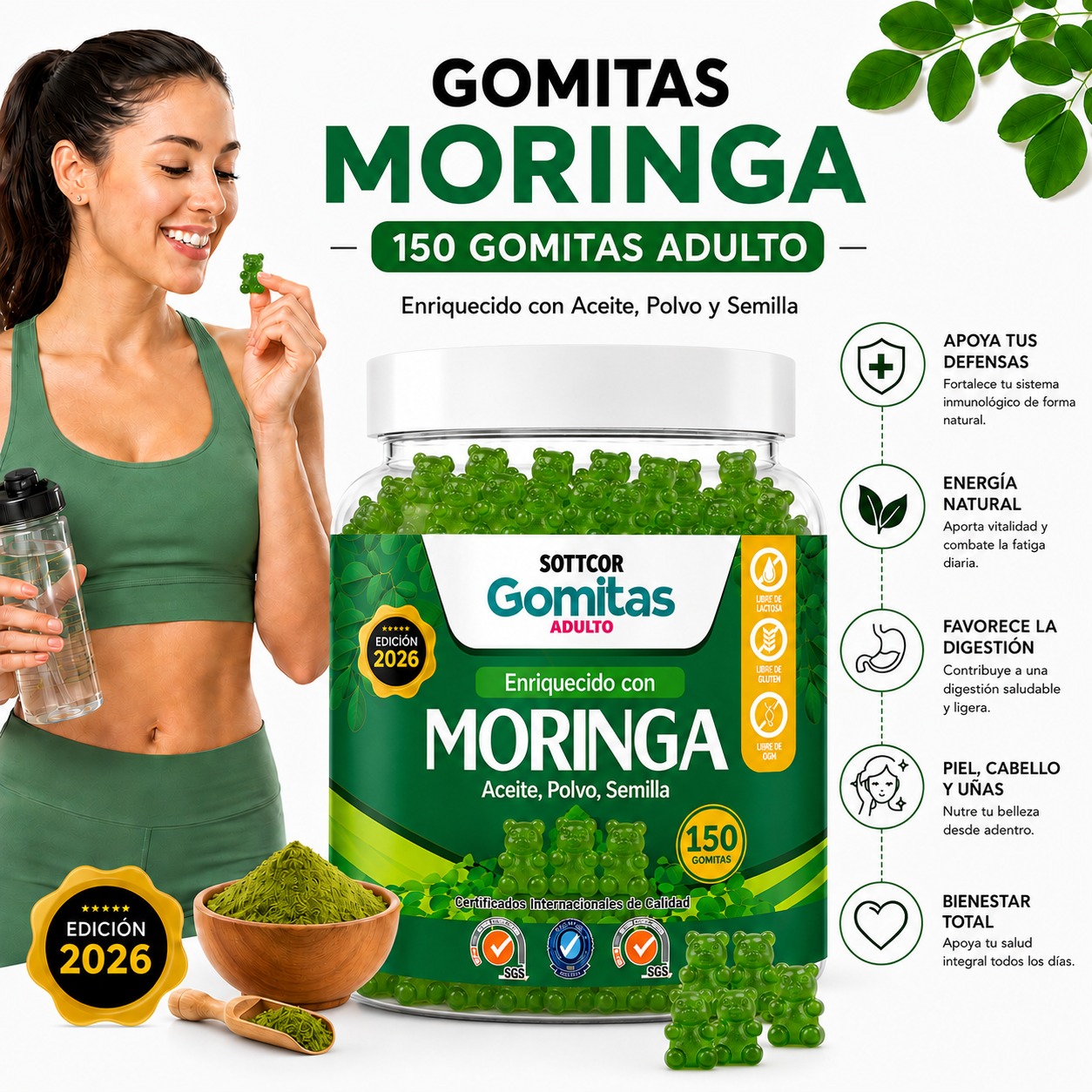 GOMITAS DE MORINGA PARA ADULTOS 150 GOMITAS SOTTCOR LABS - 2