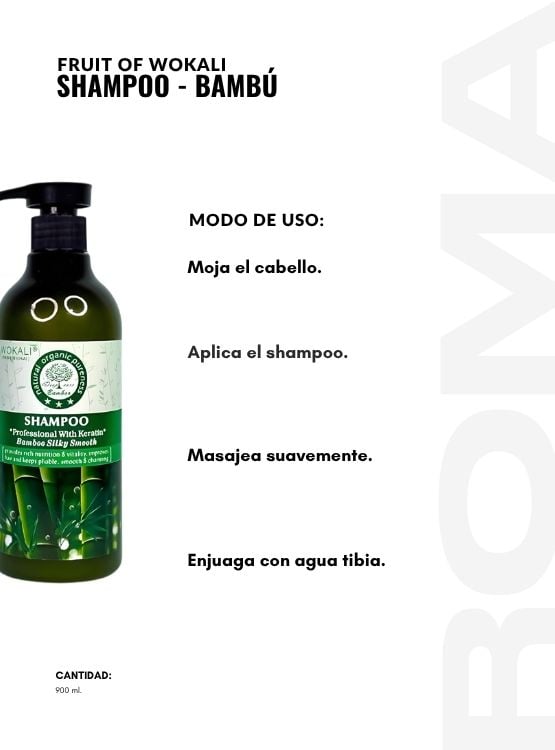 SHAMPOO DE BAMBÚ 900ML WOKALI - 3