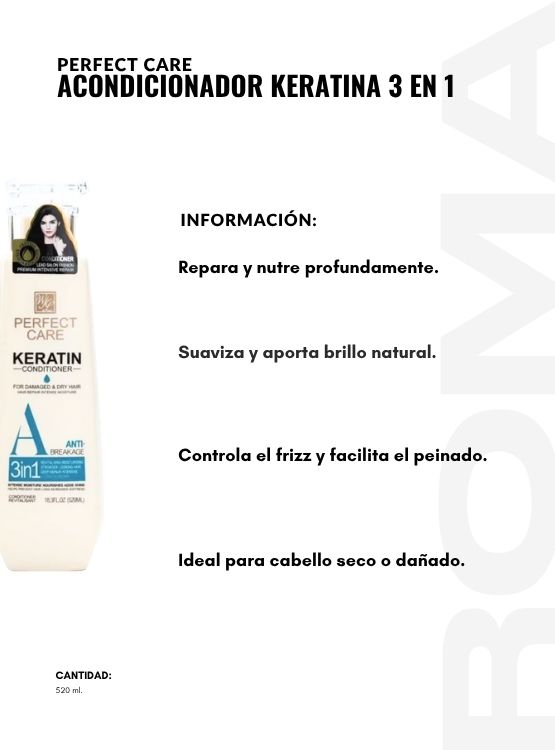 PACK 2 ACONDICIONADOR KERATINA 3 EN 1 520ML PERFECT CARE - 2