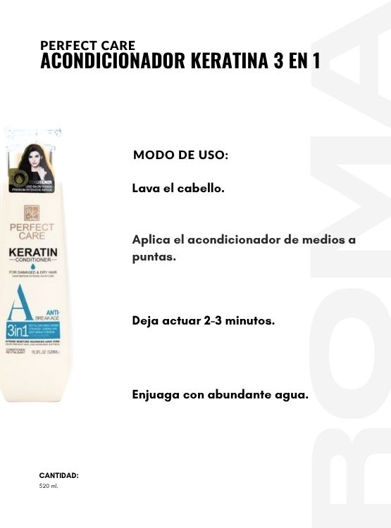 PACK 2 ACONDICIONADOR KERATINA 3 EN 1 520ML PERFECT CARE - 3