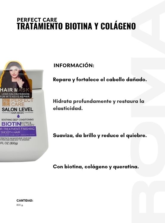 PACK 2 TRATAMIENTO BIOTINA Y COLÁGENO 800G PERFECT CARE - 2