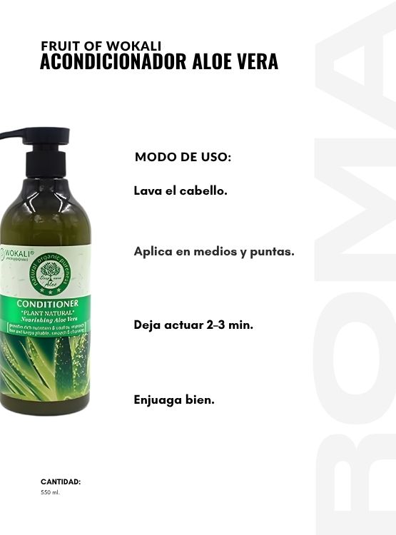PACK 2 ACONDICIONADOR ALOE VERA 550ML WOKALI - 3