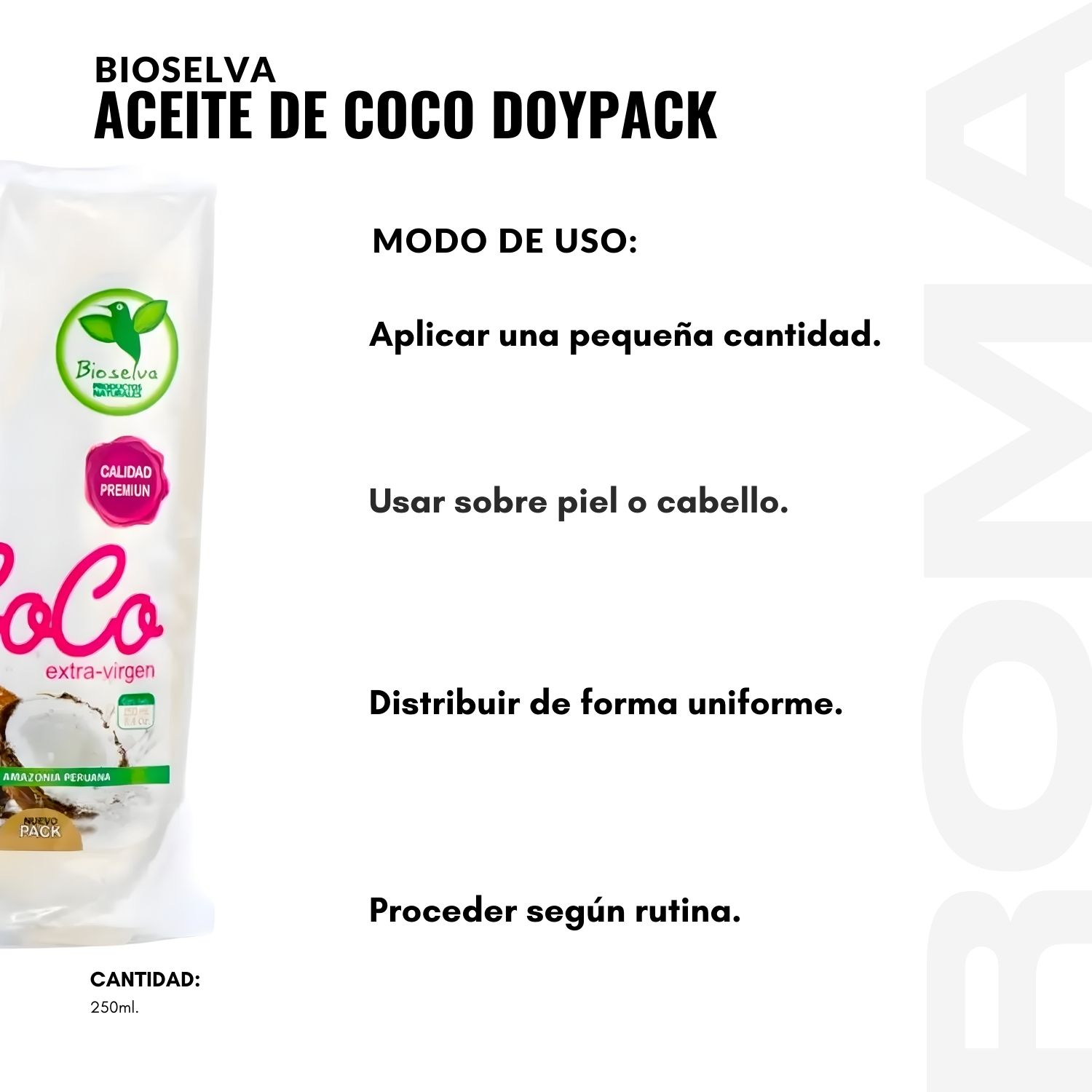 PACK 2 ACEITE DE COCO DOYPACK 250ML BIOSELVA - 3